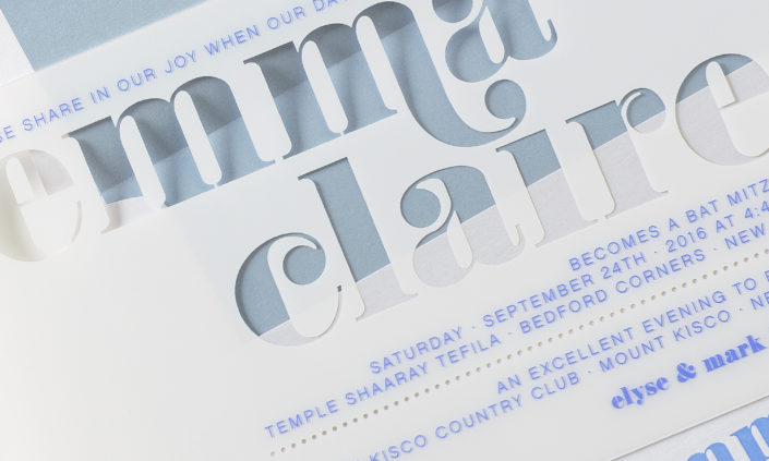 Emma Claire-allie-munroe-plastic-paper-silkscreen-letterpress-invitation-mitzvah-modern-white-light-blue-2
