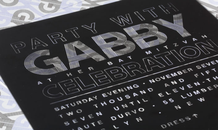 Gabrielle Rose-allie-munroe-plastic-paper-silkscreen-invitation-mitzvah-modern-black-light-purple-custom-monogram-pattern-2