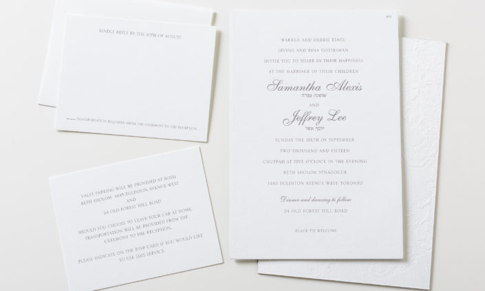 Samantha and Jeffrey-allie-munroe-board-letterpress-engraving-invitation-wedding-traditional-white-embossed-lace-pattern-1