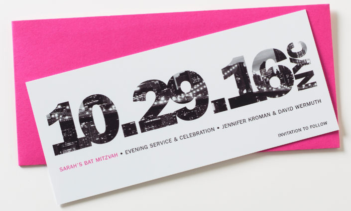 Sarah-allie-munroe-plastic-silkscreen-invitation-save-the-date-mitzvah-modern-white-pink-city-New-York-City-NYC-1
