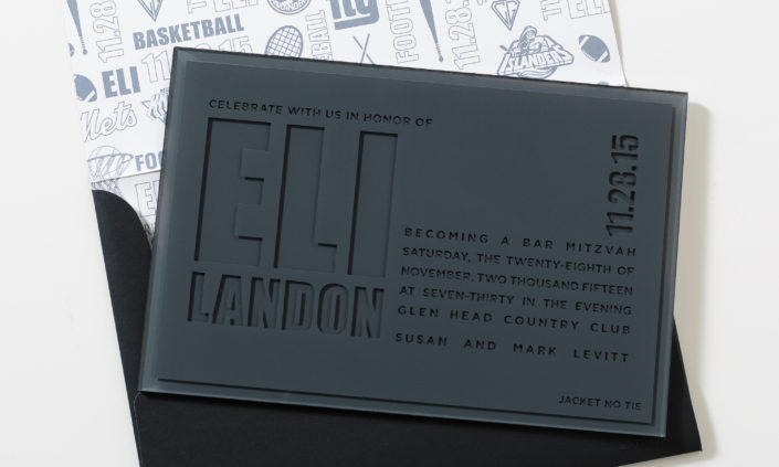 eli-landon-allie-munroe-acrylic-plastic-silkscreen-invitation-mitzvah-modern-gray-grey-black-pattern-sporty-1