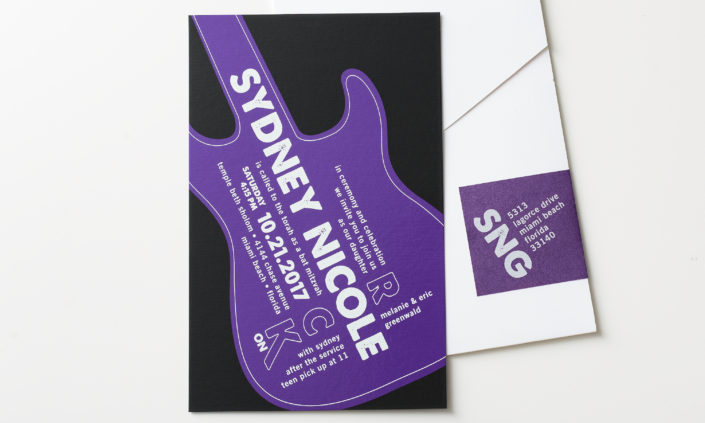 sydney-nicole-allie-munroe-paper-board-silkscreen-mitzvah-invitation-modern-guitar-rock-logo-purple-black-white-1 sydney-nicole-allie-munroe-paper-board-silkscreen-mitzvah-invitation-modern-guitar-rock-logo-purple-black-white-1